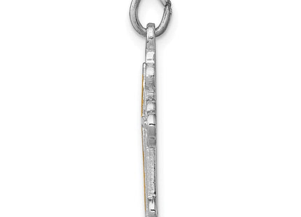 Sterling Silver Platinum-plated & 18k Gold-plated Cross Charm (Style QC5864)