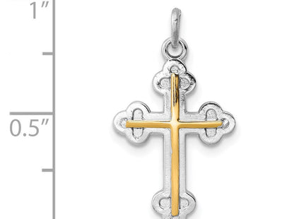 Sterling Silver Platinum-plated & 18k Gold-plated Cross Charm (Style QC5864)