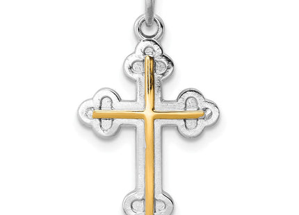 Sterling Silver Platinum-plated & 18k Gold-plated Cross Charm (Style QC5864)