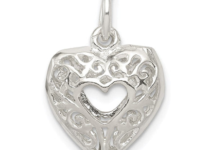 Sterling Silver Filigree Heart Charm (Style QC587)