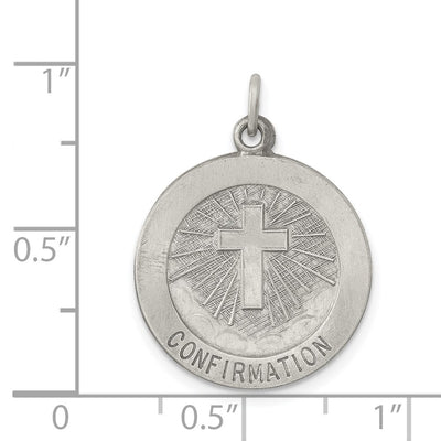 Sterling Silver Antiqued Confirmation Medal, 20 x 19mm