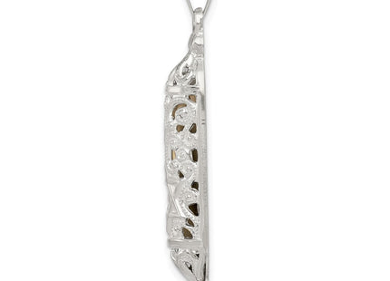 Sterling Silver Fancy Mezuzah Pendant (Style QC5931)