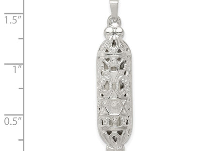 Sterling Silver Fancy Mezuzah Pendant (Style QC5931)