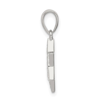 Sterling Silver Rhodium-plated CZ Star of David Pendant, 14 x 12mm
