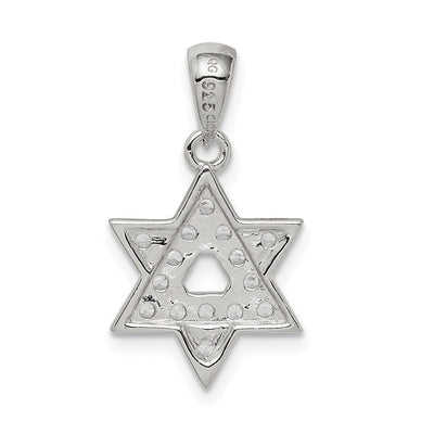 Sterling Silver Rhodium-plated CZ Star of David Pendant, 14 x 12mm