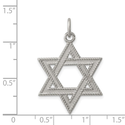 Sterling Silver Star of David Charm, 28 x 23mm