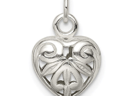 Sterling silver heart charm, another view