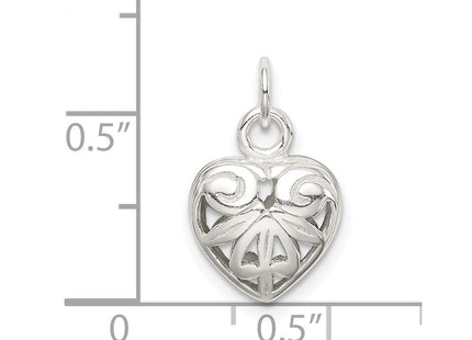Sterling silver heart charm, further view