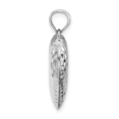 Sterling Silver Rhodium-plated Diamond-cut Puffed Heart Pendant, 21 x 23mm
