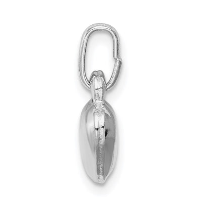 Sterling Silver Rhodium-plated Puffed Heart Charm, 12 x 9mm