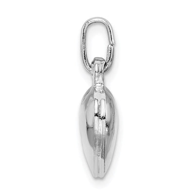 Sterling Silver Rhodium-plated Puffed Heart Charm, 15 x 11mm