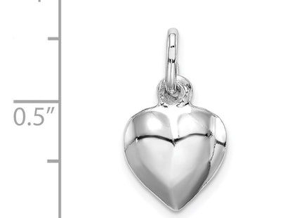 Sterling Silver Rhodium-plated Puffed Heart Charm (Style QC5975)