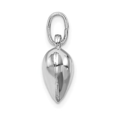 Sterling Silver Rhodium-plated Puffed Heart Charm, 14 x 13mm