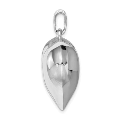 Sterling Silver Rhodium-plated Puffed Heart Pendant, 29 x 28mm