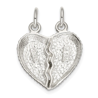 Sterling Silver Best Friend 2-piece break apart Heart Charm, 26 x 11mm