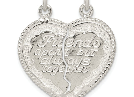 Sterling Silver Best Friend 2-piece break apart Heart Charm, 26 x 11mm