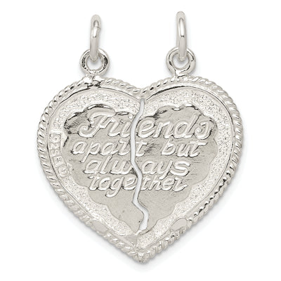 Sterling Silver Best Friend 2-piece break apart Heart Charm, 26 x 11mm