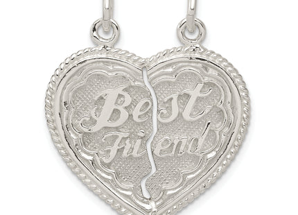 Sterling Silver Best Friend 2-piece break apart Heart Charm, 26 x 11mm