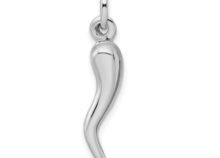 Sterling Silver Rhodium-plated Italian Horn Charm (Style QC6087)