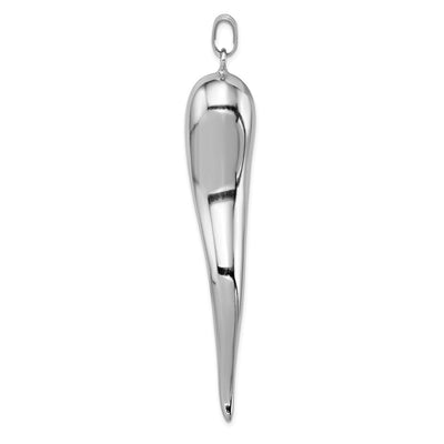 Sterling Silver Rhodium-plated Italian Horn Pendant, 84 x 18mm