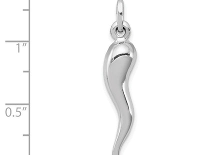 Sterling Silver Rhodium-plated Italian Horn Pendant (Style QC6092)
