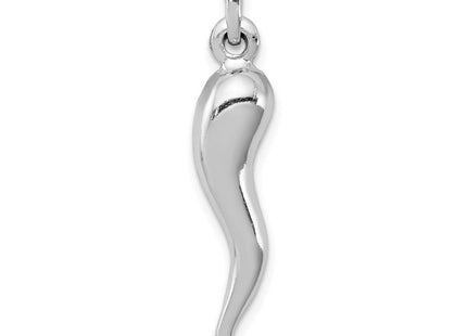 Sterling Silver Rhodium-plated Italian Horn Pendant (Style QC6092)