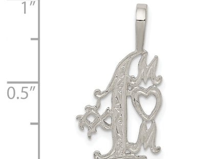 Sterling Silver # 1 Mom Charm, 25 x 12mm
