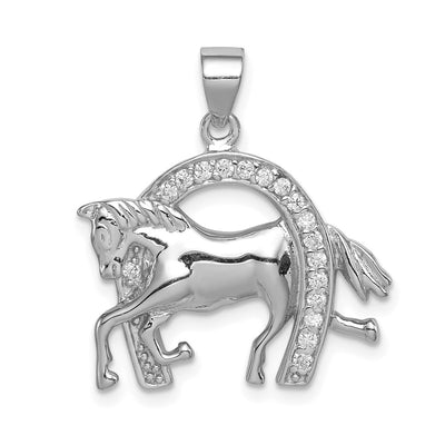 Sterling silver cubic zirconia horseshoe pendant