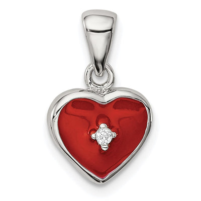 Sterling silver cubic zirconia heart pendant