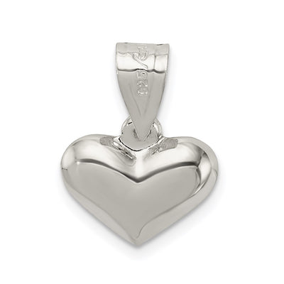Sterling Silver Rhodium-plated Puffed Heart Charm, 16 x 13mm