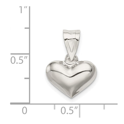 Sterling Silver Rhodium-plated Puffed Heart Charm, 16 x 13mm