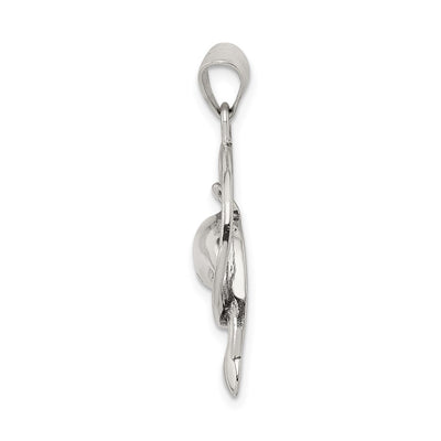 Sterling Silver Dolphin Charm, 28 x 15mm