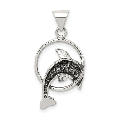 Sterling Silver Dolphin Charm, 28 x 15mm