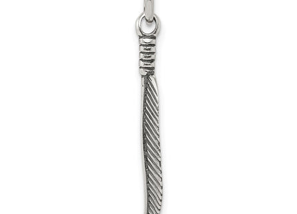 Sterling silver feather charm, alternate view