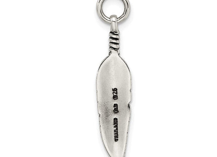 Sterling silver feather charm, further view