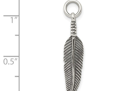 Sterling silver feather charm, another view