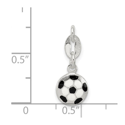 Sterling Silver Enameled Soccer Ball Charm, 10 x 9mm