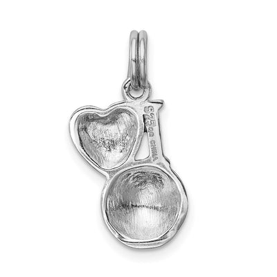 Sterling Silver Rhodium-platedEnamel I Heart Soccer Ball Charm
