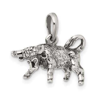Sterling Silver Antiqued Taurus Zodiac Pendant