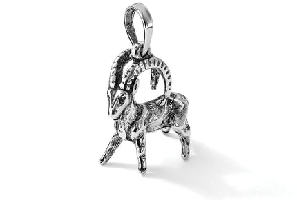 Sterling Silver Antiqued Capricorn Zodiac Pendant