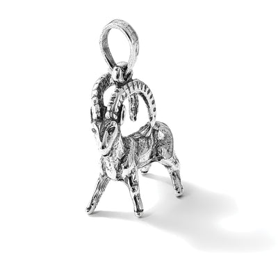 Sterling Silver Antiqued Capricorn Zodiac Pendant
