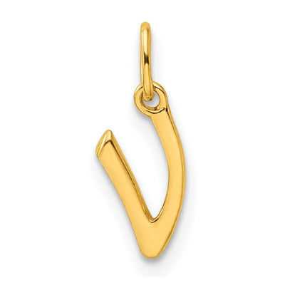 Sterling Silver Gold-tone Polished Letter V Initial Charm