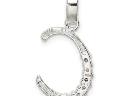 Sterling silver cubic zirconia letter C pendant, further view