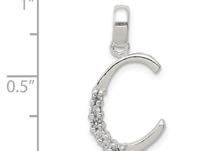 Sterling silver cubic zirconia letter C pendant, another view