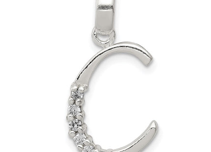 Sterling silver cubic zirconia letter C pendant