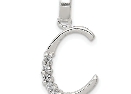 Sterling Silver CZ Letter Initial Pendant