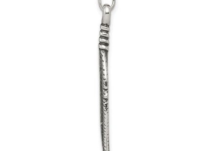 Sterling Silver Antiqued Feather Pendant