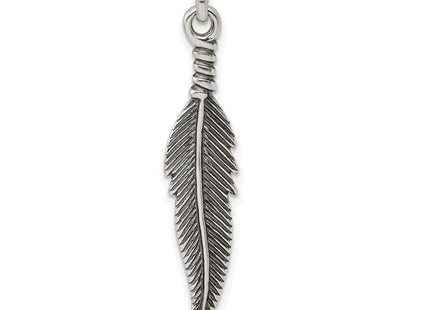 Sterling Silver Antiqued Feather Pendant