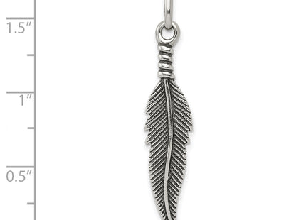 Sterling Silver Antiqued Feather Pendant