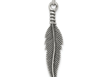 Sterling Silver Antiqued Feather Pendant